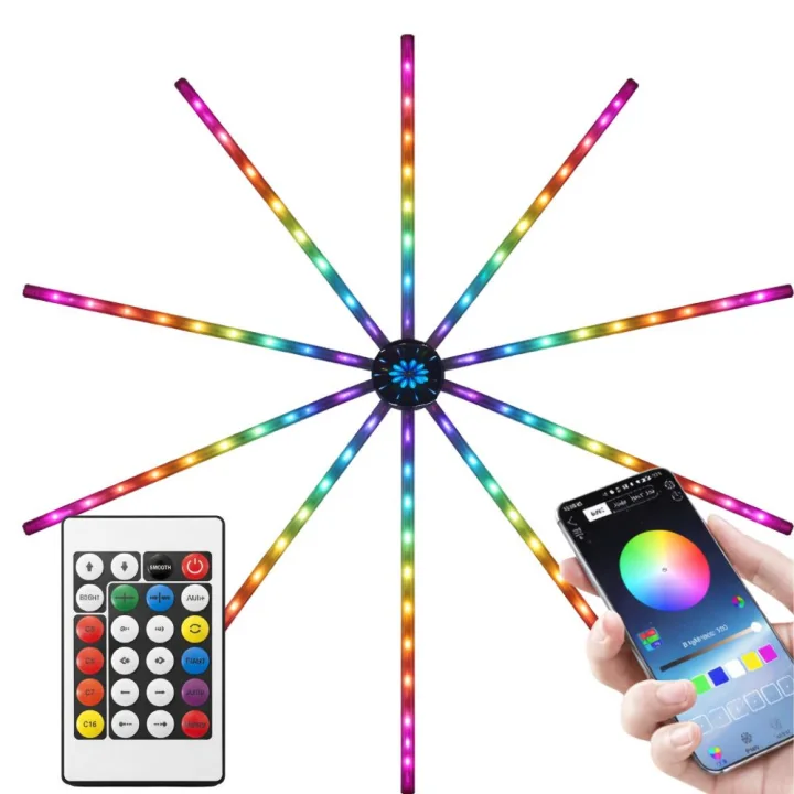 RGB LED декорация „Фойерверк“ с дистанционно и приложение