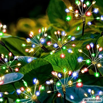 Соларни LED градински лампи „Фойерверки“, 70 см, 2 броя