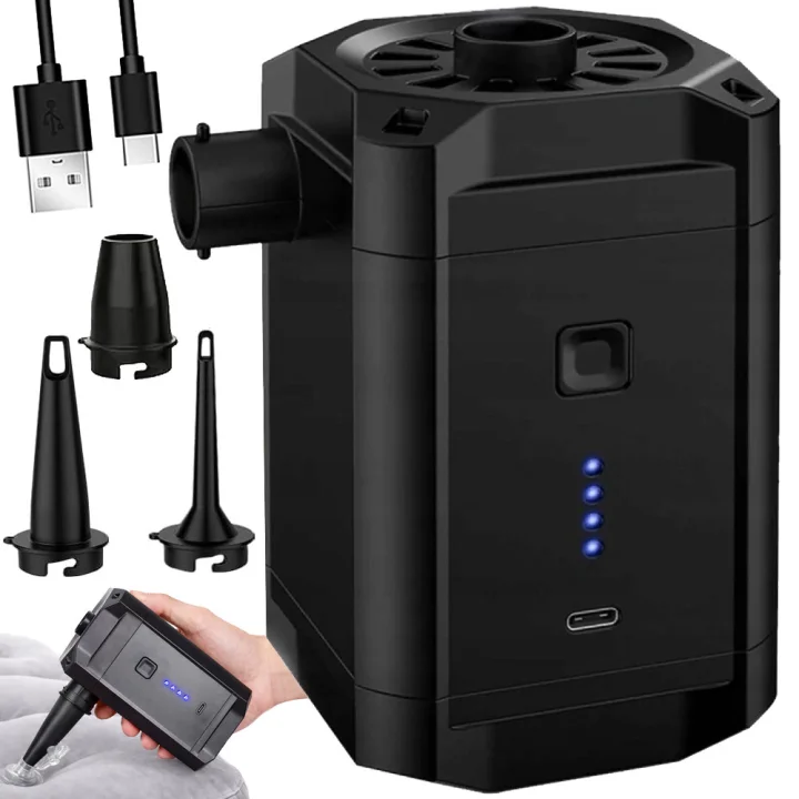 Акумулаторна помпа за надуваеми дюшеци, USB-C, 5200 mAh, 3 накрайника