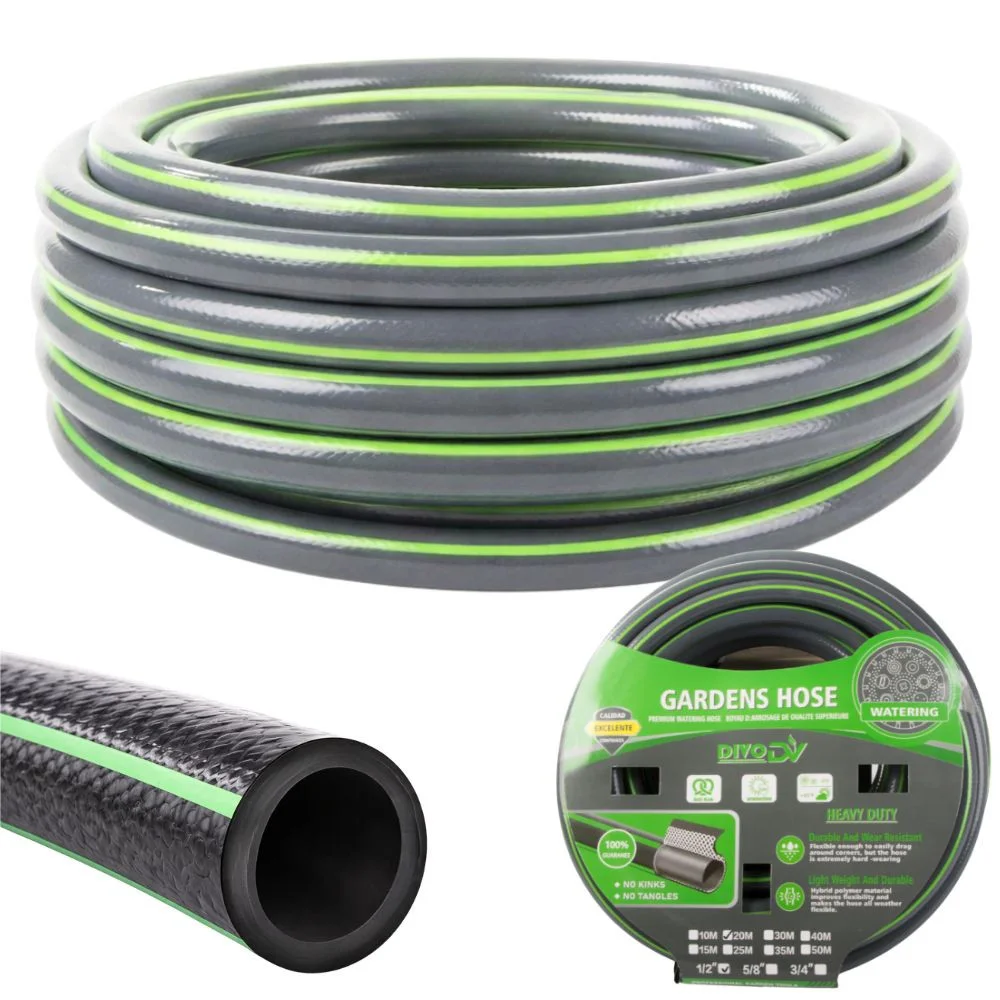 Градински маркуч DIVODV 20 м, 1/2″, от PVC и гума, без накрайници