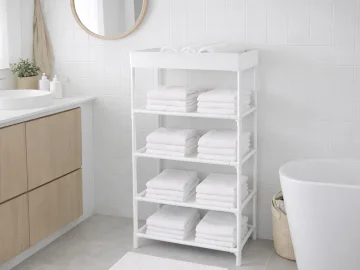 Етажерка за обувки с 5 текстилни рафта, 81 × 39,5 × 21,5 см, бяла