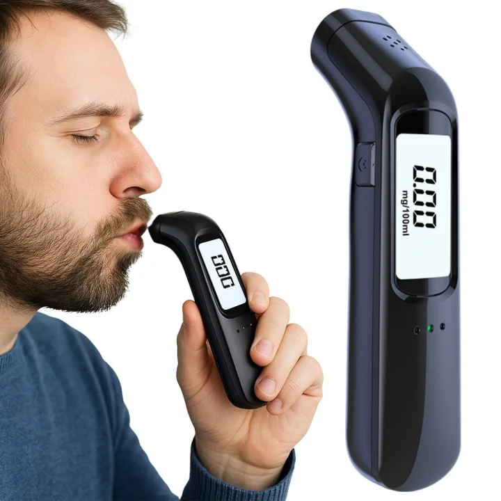 Джобен безконтактен алкотестер с LCD дисплей и USB зареждане
