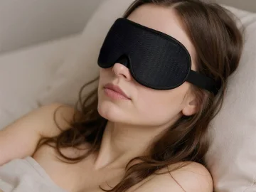 Мека 3D маска за сън с регулируема лента, полиестер, 13 × 10 см