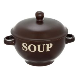Керамична купа за супа с капак и надпис 