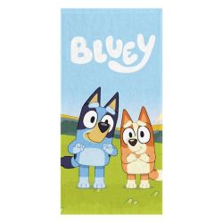 Детска памучна плажна кърпа Bluey - Синя - 70 x 140 см.