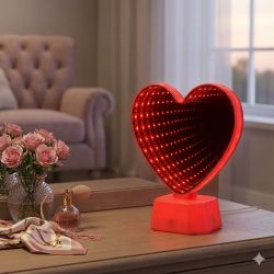 LED огледало – Червено сърце - 16 × 19 см