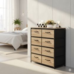 Метален шкаф с дървена предна част - 8 отделения - 65 x 30 x 72.3 см.