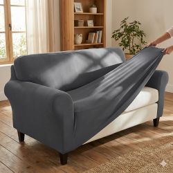 Еластичен калъф за триместен диван - Сив - от 170 до 215 см.