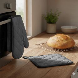 Кухненска ръкавица с ръкахватка - Сив - 14 x 25 см.