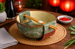 Порцеланова купа за супа с клечки за хранене - 720 мл.