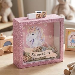 Детска касичка - Еднорог - 15.5 x 15.5 см.