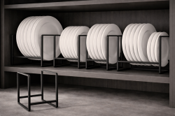 Метална поставка за чинии - Черна - 16 х 15 х 20,3 см.