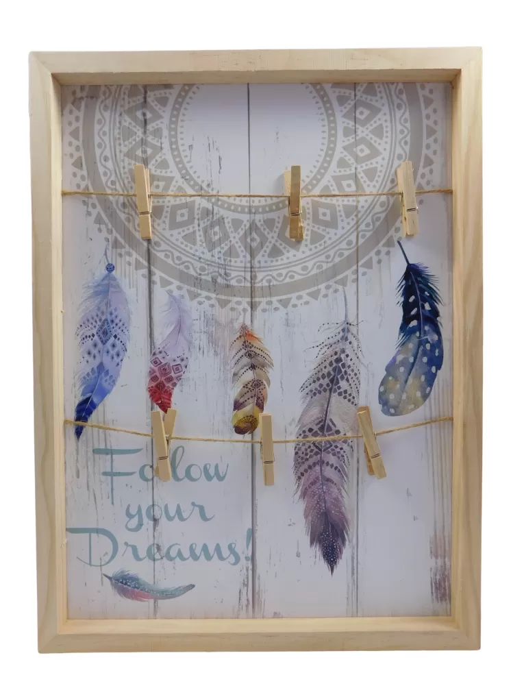 Табло за снимки и бележки - Dreamcatcher - с 6 щипки - 30 х 40 см.