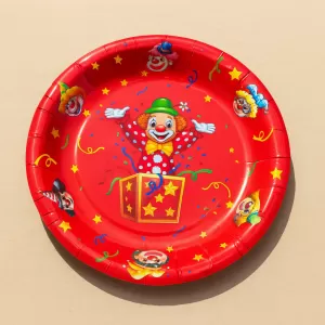 Парти чинии - клоун - картонени - 18 см. - 10 бр.