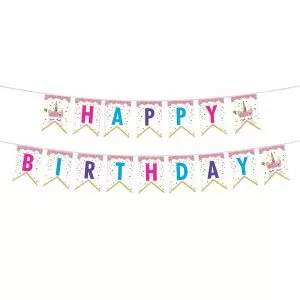 Парти гирлянд - флагчета - Happy Birthday - еднорог