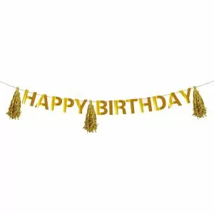 Парти гирлянд - флагчета - Happy Birthday - златист - 3 м.