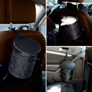 Сгъваемо кошче за смет за автомобил - Черен - 16 x 19 см.