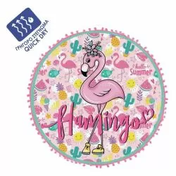 Детска кръгла плажна кърпа Фламинго - 120 см
