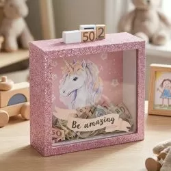 Детска касичка - Еднорог - 15.5 x 15.5 см.