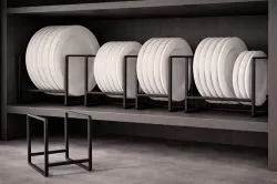 Метална поставка за чинии - Черна - 16 х 15 х 20,3 см.