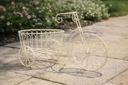 Поставка за саксия - Бял Велосипед - 35 x 18 x 22 см.