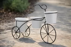 Поставка за 3 саксии - Черен Велосипед - 60 x 16 x 45 см.