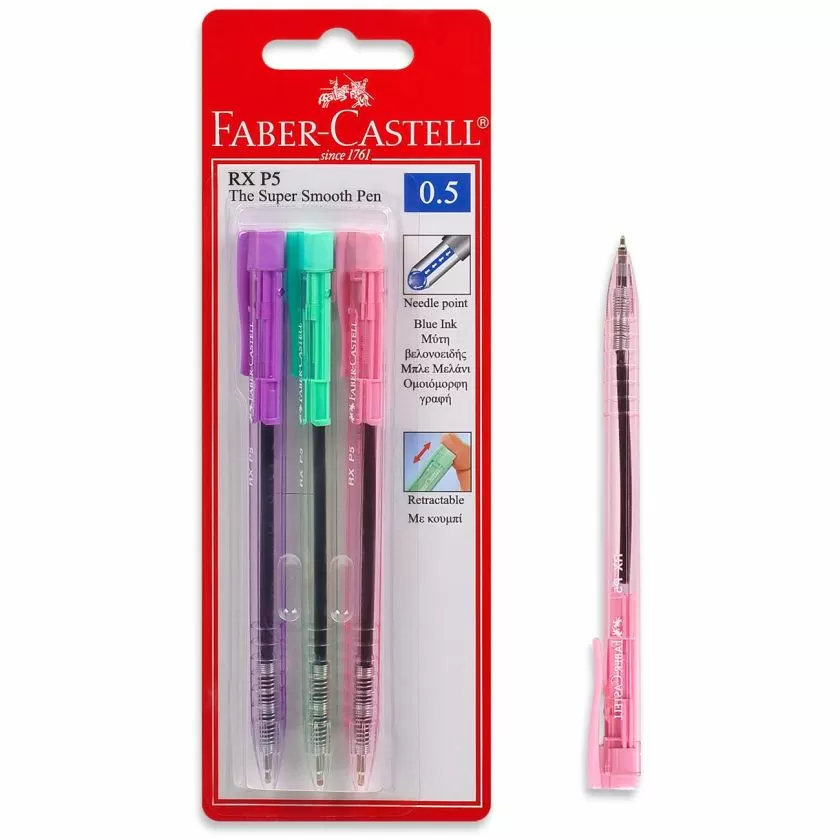 Химикалки - автоматични - сини - 3 бр. - FABER-CASTELL