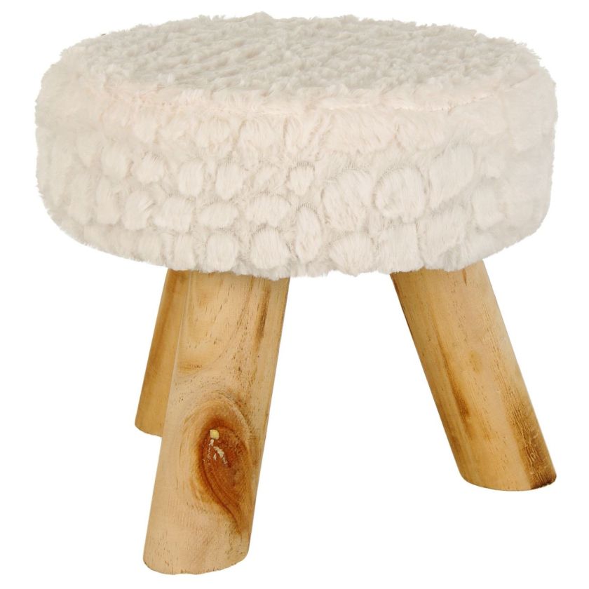 Столче за камина - бяло - агнешка козина
