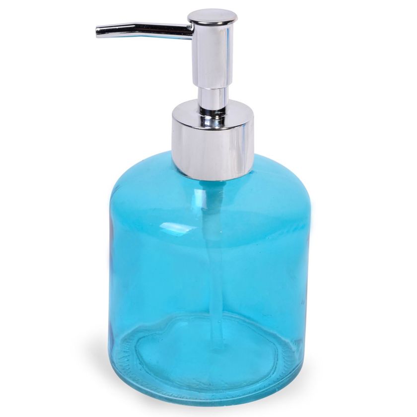 Дозатор за течен сапун - стъклен - светло син - 250 мл.