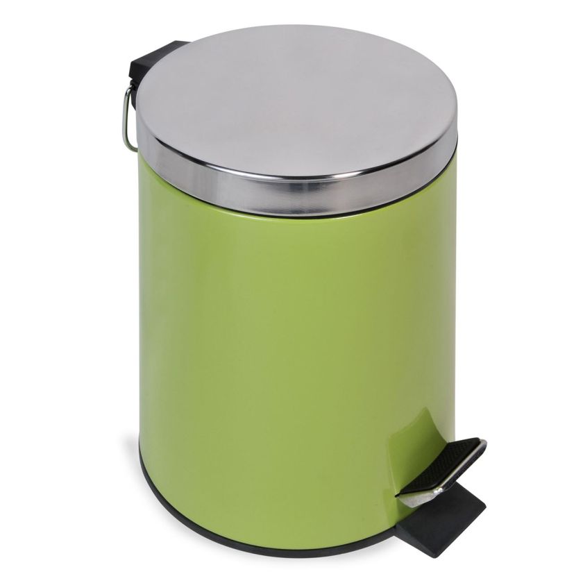 Кош за отпадъци за баня - метален - зелен - 5 л.