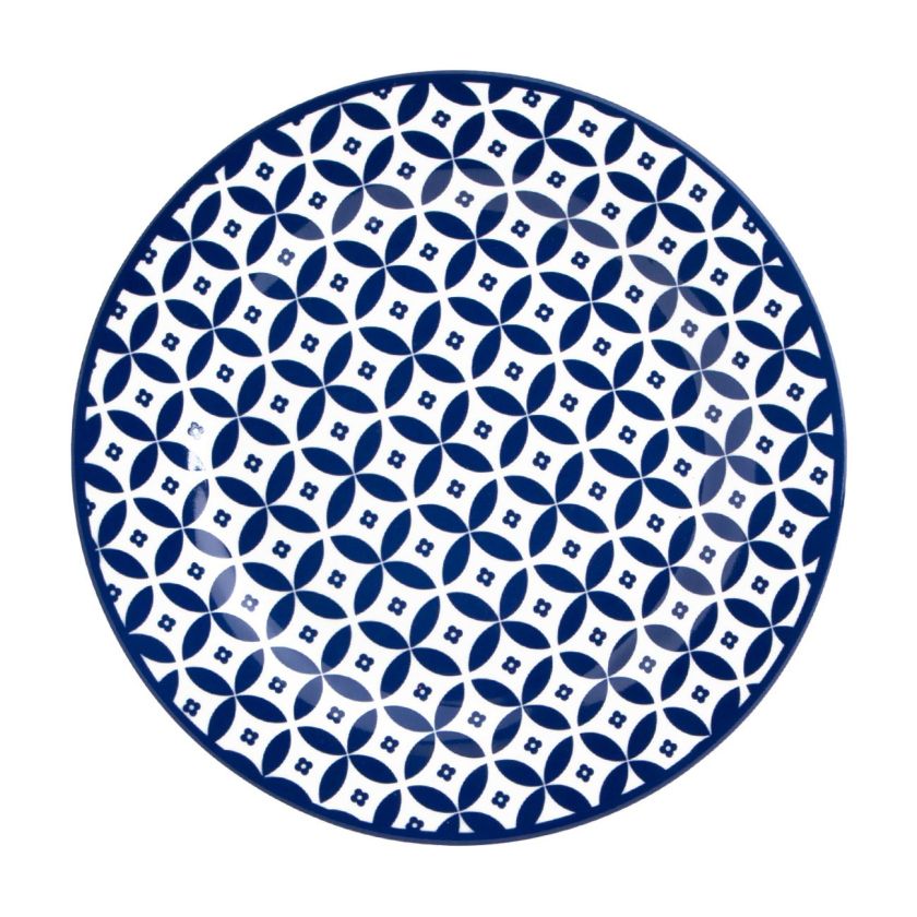 Порцеланова чиния - сини ромбоиди - 19 см.