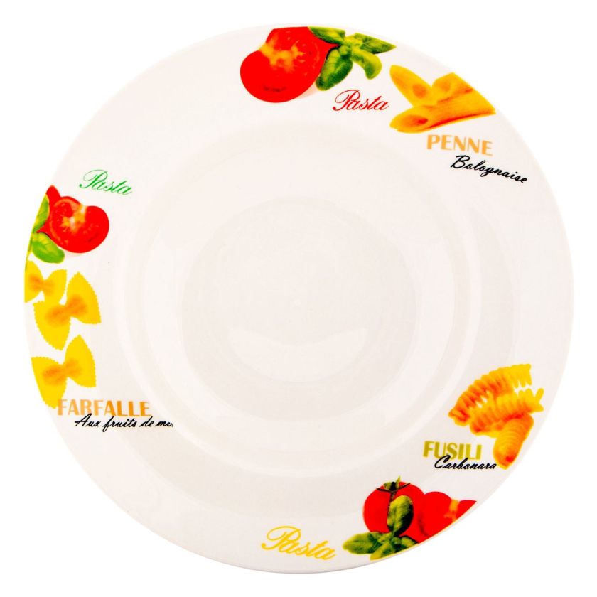 Порцеланова чиния за паста - дълбока - домати - 26.5 см.