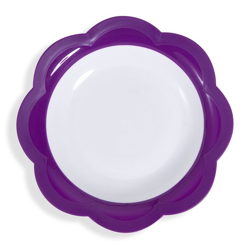 Пластмасова чиния - дълбока - лилава - цвете - 26 см.