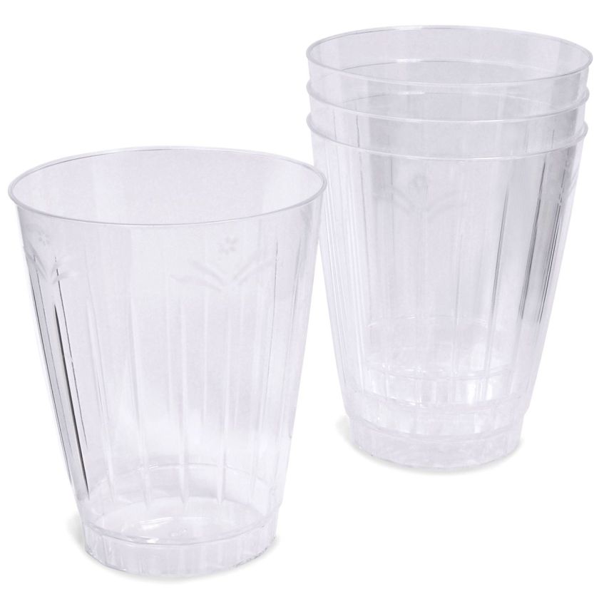 Чаша - пластмасова - прозрачна - релефна - 300 мл. - 12 бр.