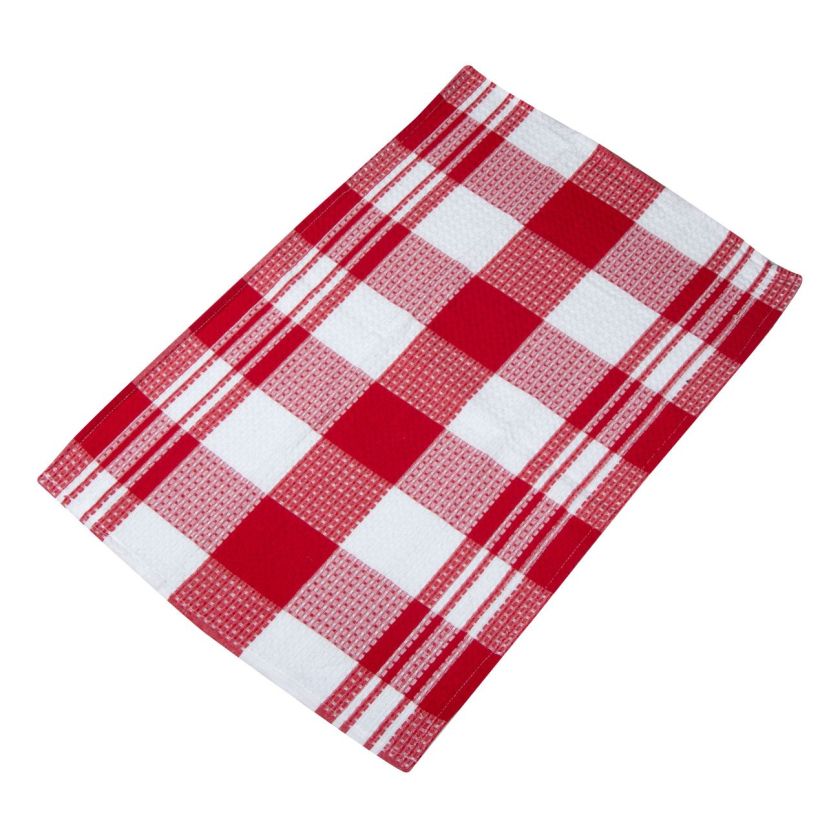 Кухненска кърпа - червено-бяло каре - 45 х 65 см.
