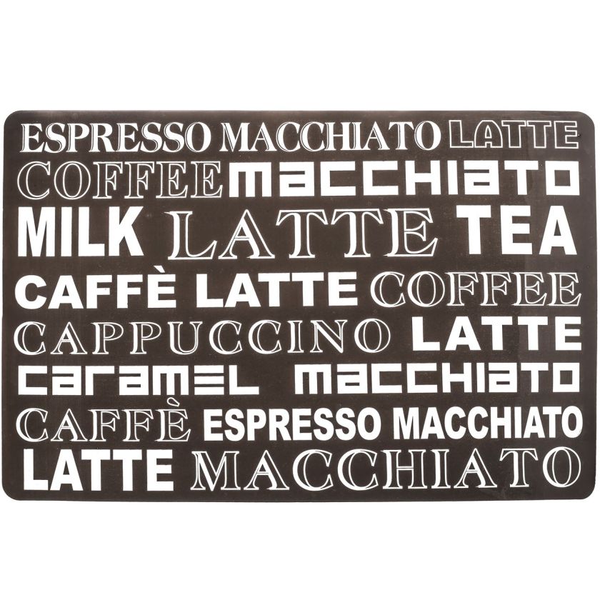 Подложка за хранене - кафява - надписи - кафе - 42 х 28 см.