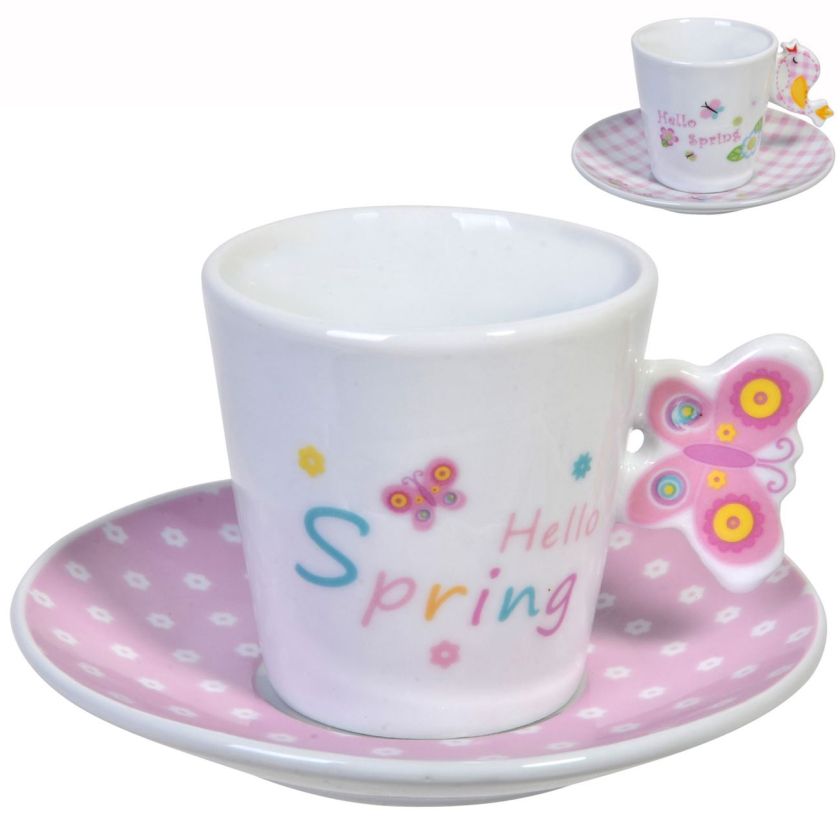 Чаша и чиния - порцеланова - Hello spring - 2 бр.