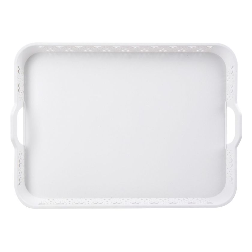 Поднос за сервиране - пластмасов - бял - 32 х 24 см.