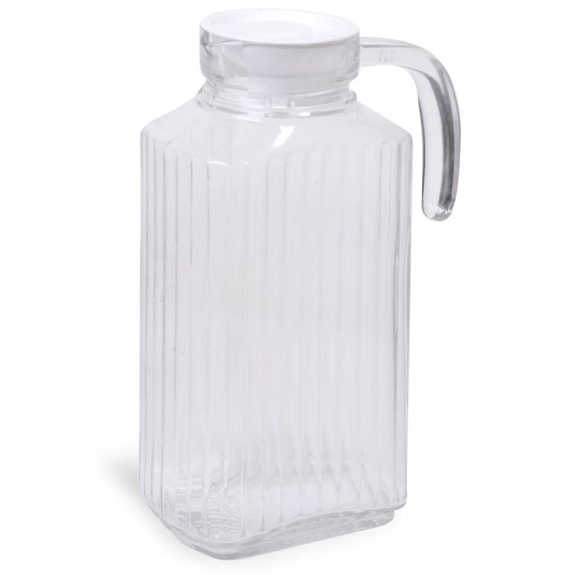 Кана - стъклена - прозрачна - бял капак - 1.8 л.