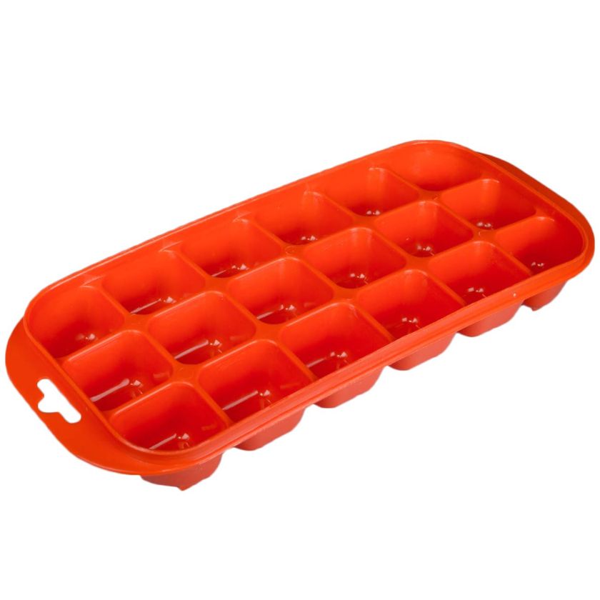 Форма за лед - пластмасова - оранжева - 18 отделения
