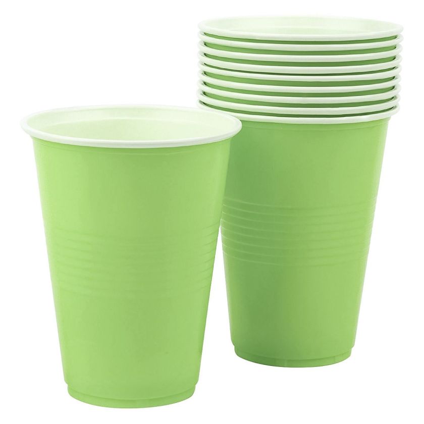 Чаши за еднократна употреба - пластмасови - зелени - 270 мл. - 10 бр.