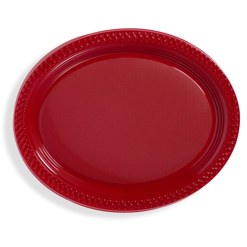 Овални чинии - пластмасови - червени - 31 х 25 см. - 5 бр.