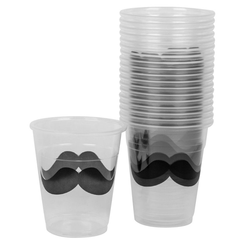 Чаши за еднократна употреба - пластмасови - мустаци - 300 мл. - 20 бр.