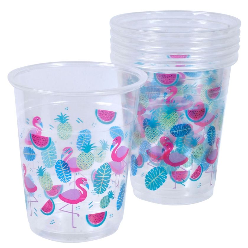Чаши за еднократна употреба - пластмасови - фламинго - 330 мл. - 12 бр.