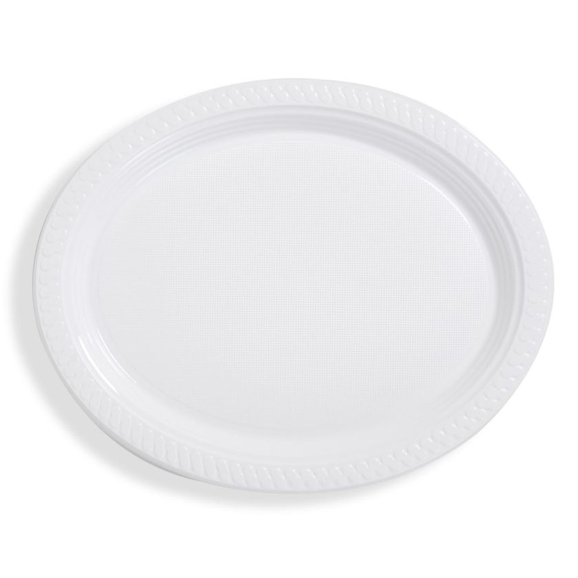 Овални чинии - пластмасови - бели - 31 х 25 см. - 12 бр.
