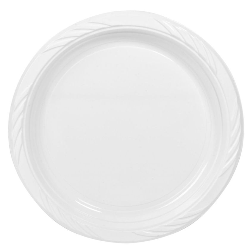 Кръгли чинии - пластмасови - бели - 28 см. - 25 бр.
