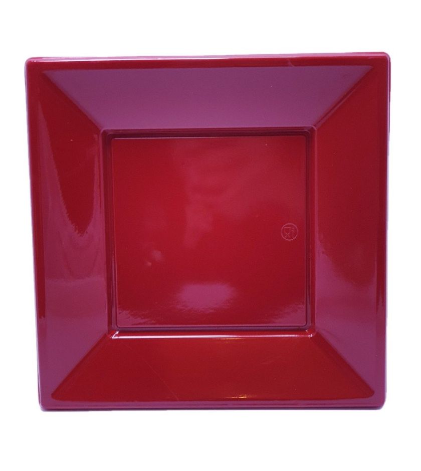 Квадратни чинии - пластмасови - червени - 23 х 23 см. - 8 бр.