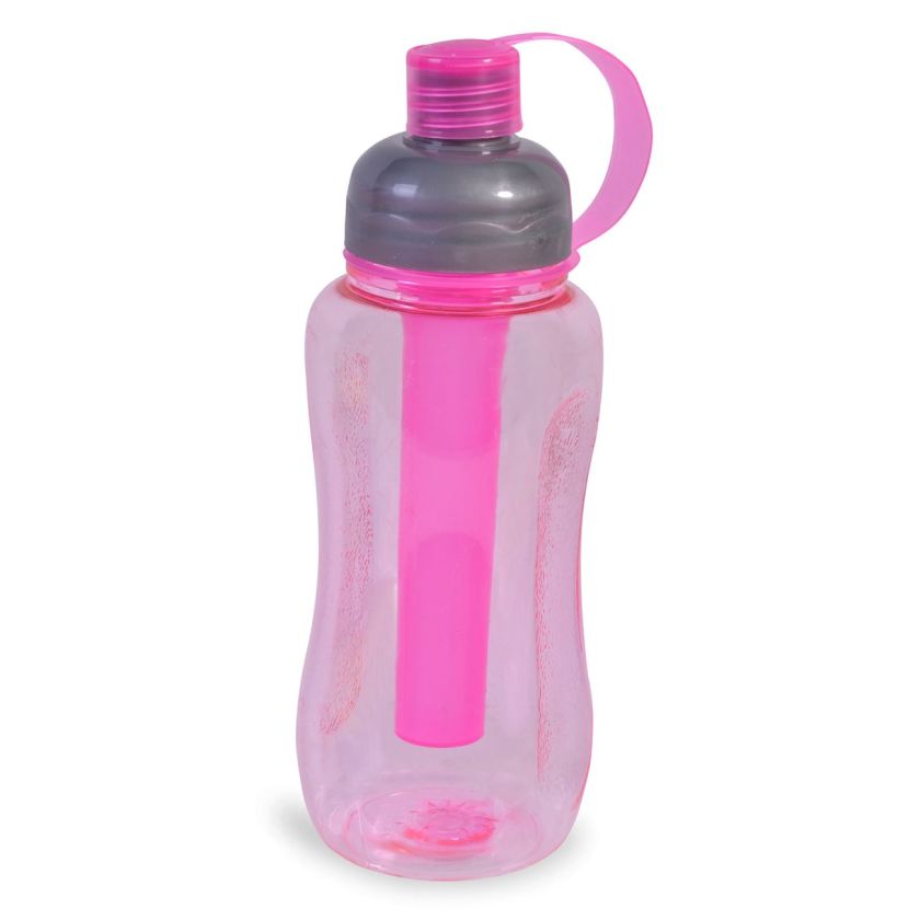 Бутилка за вода с инфузер - пластмасова - розова - 600 мл.