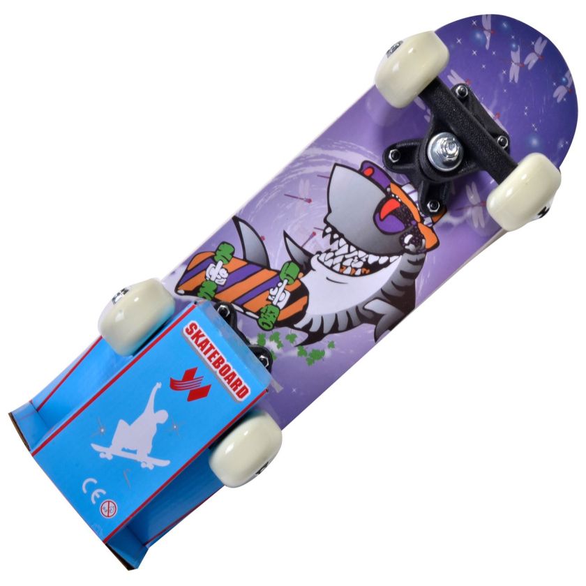 Детски скейтборд - акула - лилав