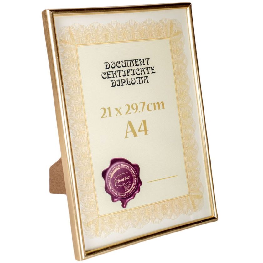 Рамка за документ - златиста - със стойка - 21 x 29.7 см.